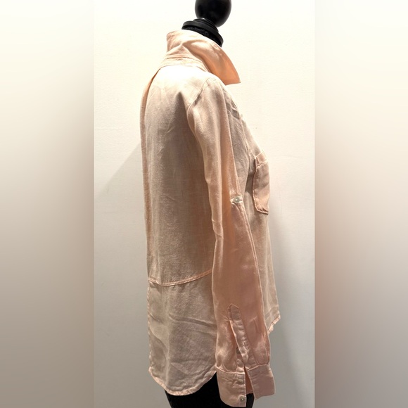 Anthropologie for Cloth & Stone soft peach linen button down shirt - Picture 2 of 10